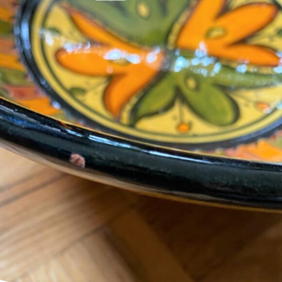 2/$40 Boho large hand painted Morocco clay bowl, signed - Picture 7 of 13
